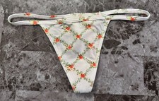 NWT VICTORIA'S SECRET GREEN AQUA YELLOW FLORAL V STRING THONG PANTIES