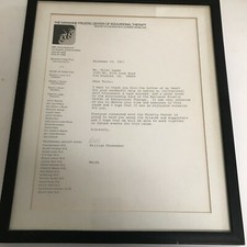 SIGNED FRAMED, MATTED LETTER FROM WILLIAM(WILLIE) SHOEMAKER TO TRINI LOPEZ 