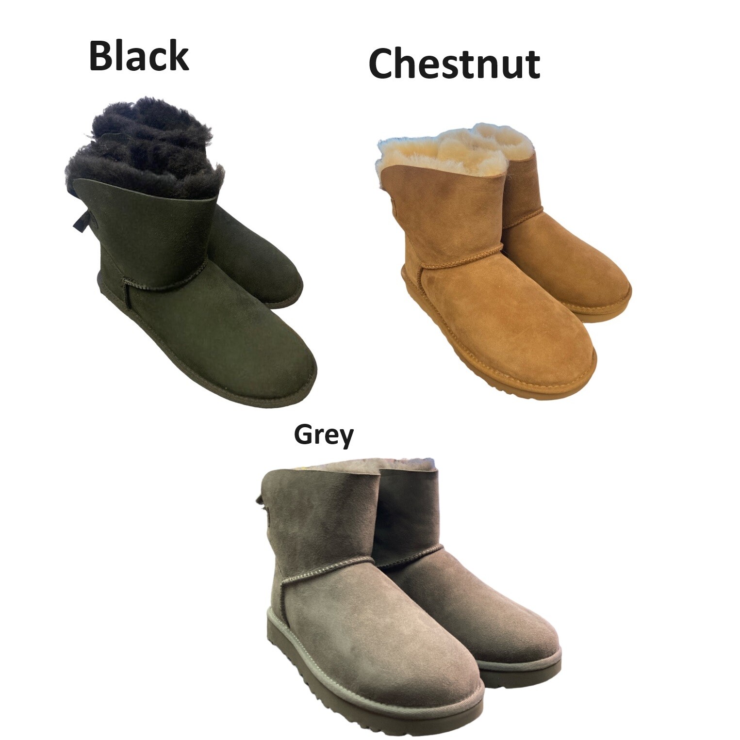 UGG Mujer Mini Bailey Bow II Auténtico Repelente al Agua Piel de Oveja Pull On Boot