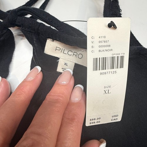 PILCRO Cropped Linen Halter Top Black Size XL NWT - Picture 6 of 6
