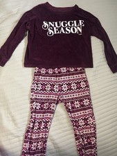 Justice Girls Pajamas Burgundy Size 10 Top And Pants Snuggle Season 2 Piece Set