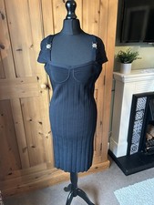 Versace Black Bodycon Embellished Dress Couture Size 46 UK 14