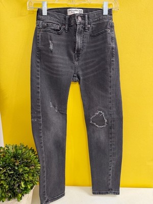 Abercrombie Kids Boys 9/10 Slim Taper Fit Black Light Wash Ripped