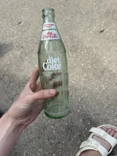 Coca Cola 1980s Diet Caffeine Free 16.9 oz Heavy Glass Bottle -Dallas, Texas mfg