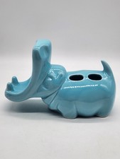 Vintage 1970  s Blue Bathroom Hippopotamus Toothbrush Toothpaste Soap Holder