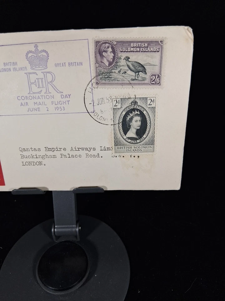 1953 CORONATION OF QUEEN ELIZABETH 2ND FDC BRITISH SOLOMON ISLAND QANTAS - Image 4 of 4