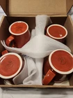 Fiesta Orange Ceramic Mugs Set of 4 With Handle Lead-Free Glaze