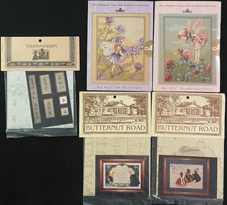 5x Xstitch CHART: DMC Fairies/ TOLD IN GARDEN BUTTERNUT RD Children Flowers QJ23