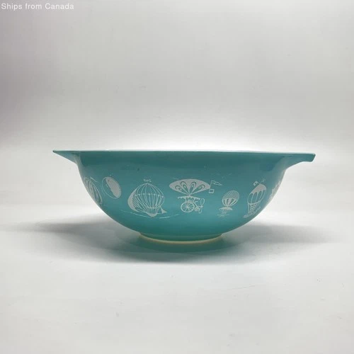 Pyrex Hot Air Balloons Turquoise Cinderella Bowl - #444