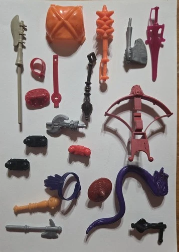 He-Man Vintage 1980's MOTU Masters Of The Universe Weapons Accessories Lot Of 20