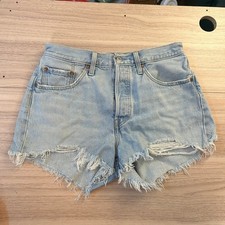 Levi's 501 Original High Rise Distressed Denim Shorts Light Wash W26