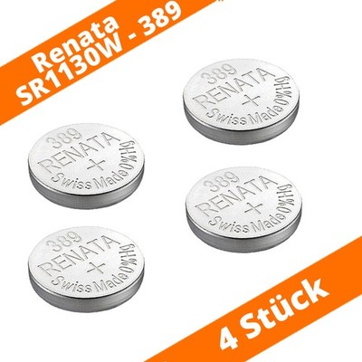 4 x Renata 389 SR54 SR1130W AG10 1,55V Silberoxid D389 Uhrenbatterie Swiss