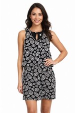 TOMMY HILFIGER Womens Navy Ruffled Chiffon Tiered Keyhole-back Paisley 12