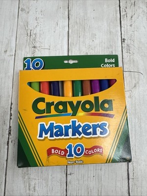 Vintage 2000 BOLD Crayola Markers 10 Count Copper Plum Primrose Raspberry Azure
