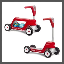 Radio Flyer Scoot 2 Scooter Red Ride-On/Scooter Storage Easily Converts