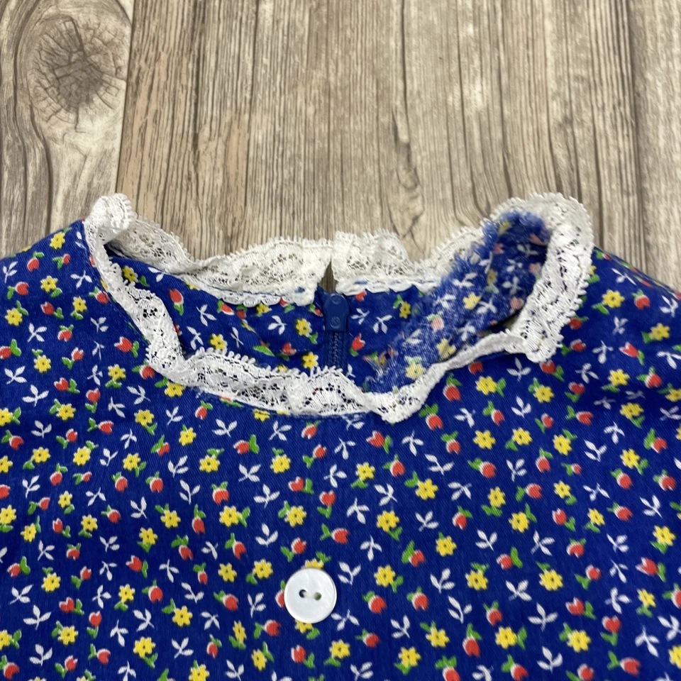Vestido estampado floral vintage años 80 hecho a mano para niña L Prairie Cottage Core Foto 4 de 4