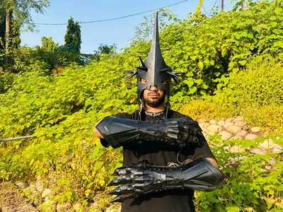 Nazgul Witch Lord of Ring King Angmar Helm & Nazgul Gauntlet Set Cosplay