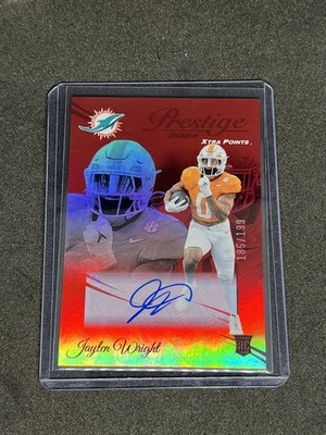 Jaylen Wright Xtra Pts Auto Premium Red /199 Prestige Rookie Card Miami Dolphins