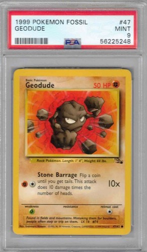 1999 Pokemon Fossil, #47, Geodude,  PSA 9, Mint