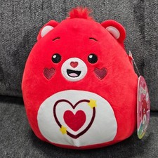 Care Bears "All My Heart Bear" Squishmallow Plush Red Valentine Heart Love 8"