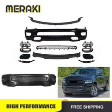 For 2019-2024 Ram 1500 Steel Front Bumper Cover Body Kit W Grille Fog Lights