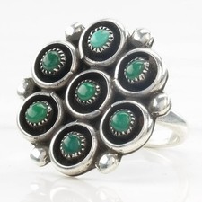 Native American Turquoise Snake Eye Sterling Silver Ring Size 6 1/4