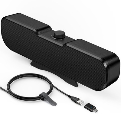Computer Speakers for Desktop PC Monitor, Easy Volume Knob, Sturdy Clamp, Basic