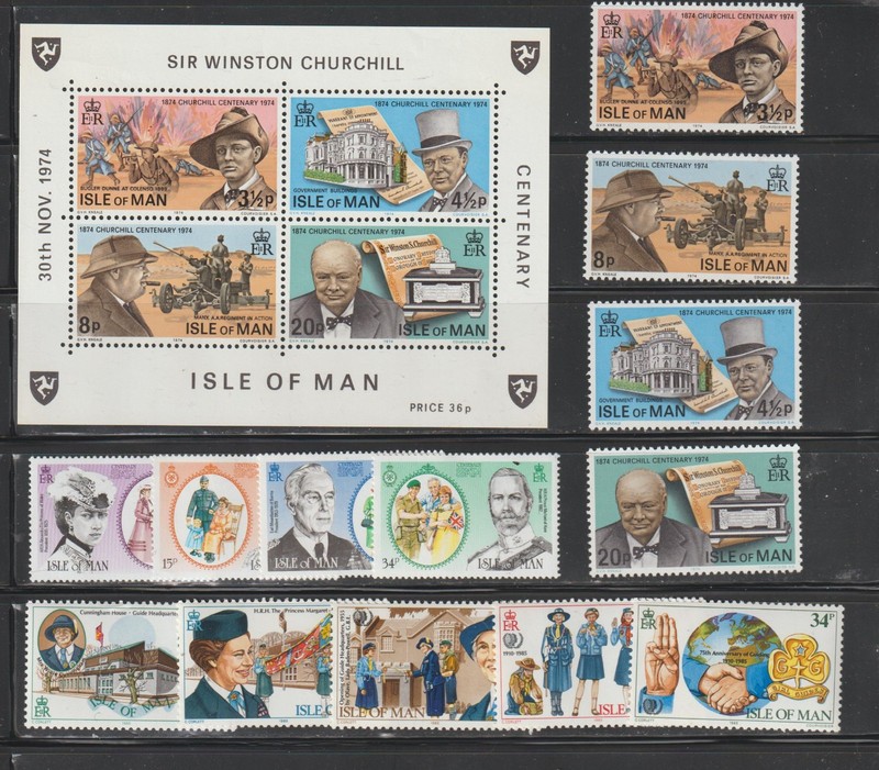 Isle of Man (1974-85) - Three MNH sets (Scott 48-51, 51a, 276-80 & 287-90) - VF