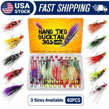 40PCS Crappie Jigs - Hand-Tied Bucktail Hair Fishing Jigs 1/32oz 1/16oz 1/8oz