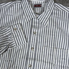 Vintage Big Mac Work Shirt Men's Large Blue Striped Conductor Button Up USA