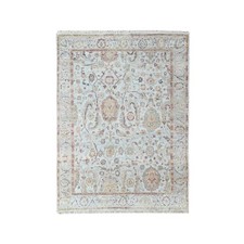 Hand Knotted Rug 5'x7' Light Gray with Ziegler Mahal Design Wool Zero Pile 10416