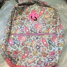 Space Rocket Astronaut Rainbow Kids Backpack Pink Multicolor Adjustable Straps