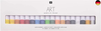 Rico Design Art Künstler Acrylfarben-Set Basic - 18 Farben je 12 ml Tuben - 