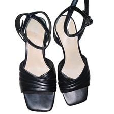 Nine West Black Block Heel Sandals Women's Size 7 Ankle Strap Dress Heels Used 