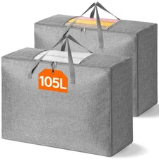 Lifewit 105L Comforter Storage Bag, Folable Storage Bins with Lids and Handles