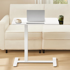 VASAGLE Overbed Table with Wheels, Small Standing Desk, 80 X 45 Cm Tabletop, Adj