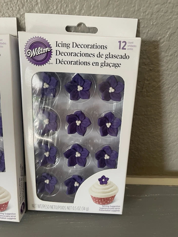 Wilton Purple Posey Royal Icing Decorations, 12 count for cakes or cupcakes 2 pk - Image 2 of 4