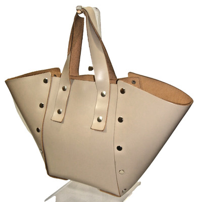 Hender Scheme Gorgeous Assemble Beige Silky Soft Leather Studded Handbag Nr MINT