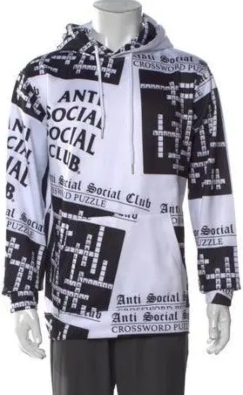 RARE Anti Social Club Puzzled Black and White hoodIe Size Medium Brand New