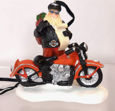 Harley Davidson Motorcycle Santa w/ List Christmas Ornament