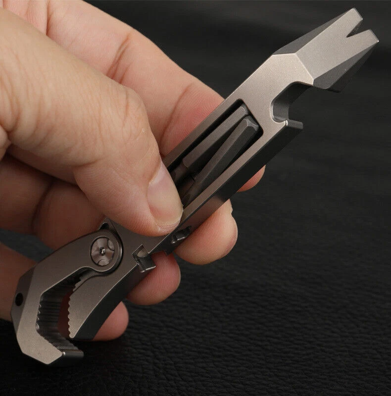 TC4 Titanium Crowbar Pry Bar Wrench Spanner EDC Tool Bottle Opener Clip Gift New - Image 4 of 4