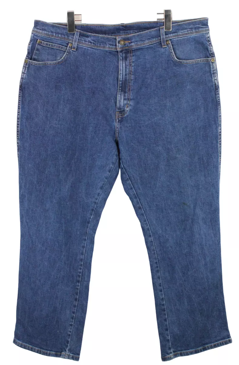 WRANGLER Regular Fit Jeans Men s W42 L30 Zip Fly Blue Denim Logo