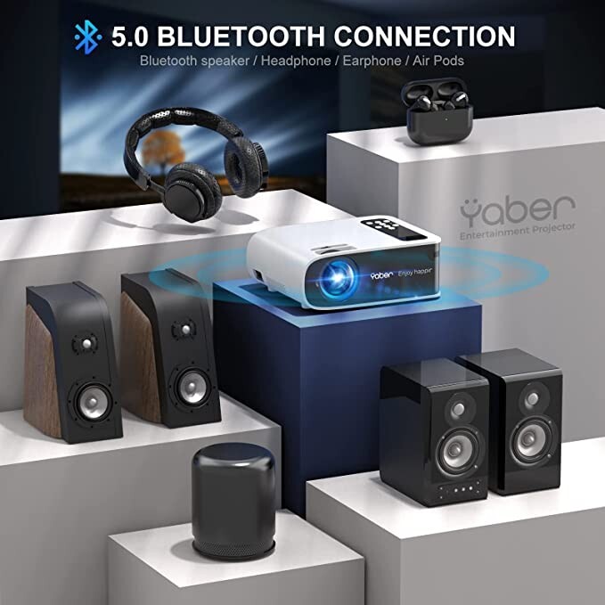 YABER Pro V8 Movie Projector with WiFi 6 and Bluetooth,450 ANSI