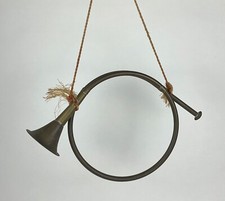 Decorative Solid Brass French Horn Vintage 19 with Rope for Hanging