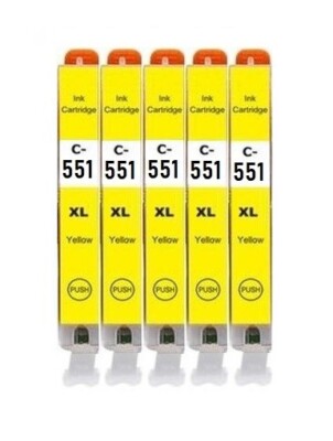 5 kompatible Patronen CLI-551 XL Y für Canon IP7240 IP7250 IP8750 IX6850 MG5450