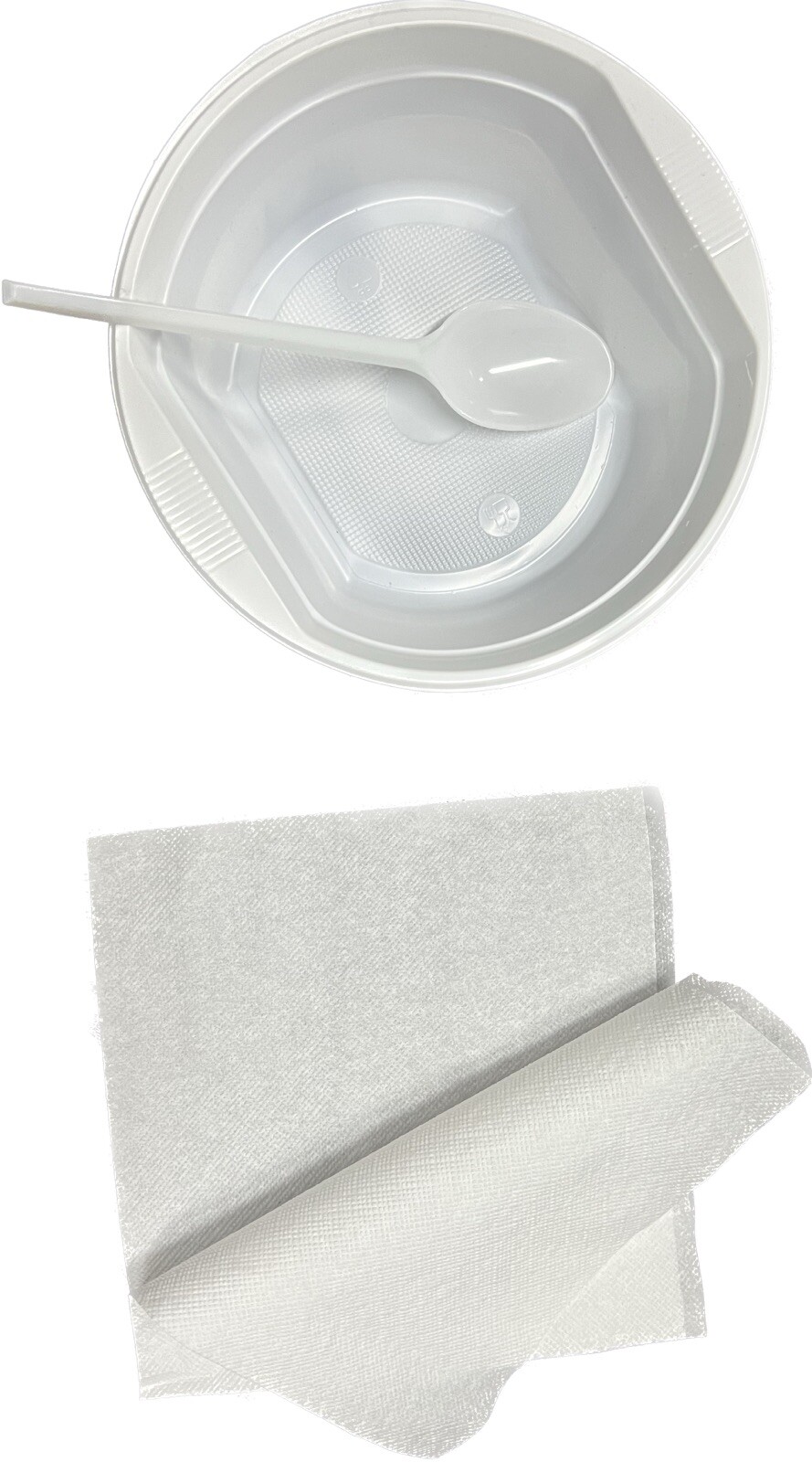 100 Stk Suppenterrine 500ml +100 Stk Löffel + 100Stk Servietten , Suppenteller