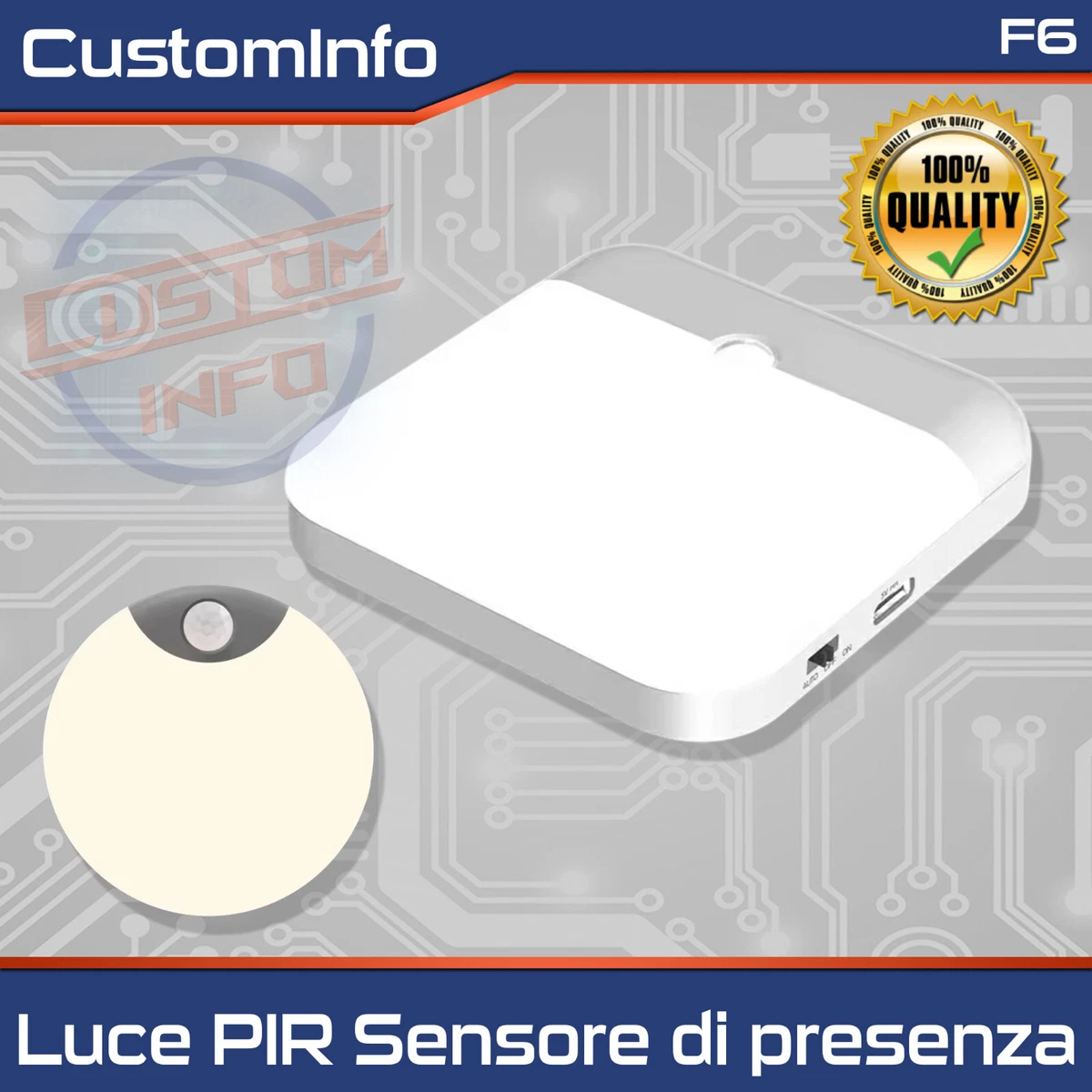 Luz LED Sensor de Movimiento Recargable USB Tipo-C Armario | Cocina 3000K/6000K