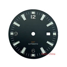 33mm GMT Black/Blue Watch Dial Nologo for Mingzhu3804 Mov't Planet Style
