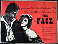 FACE 1958 Ingmar Bergman Max von Sydow Peter Strausfeld UK QUAD POSTER