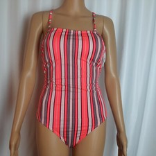 NWT  HOT WATER Swimsuit One Piece Orange Stripes Size M  